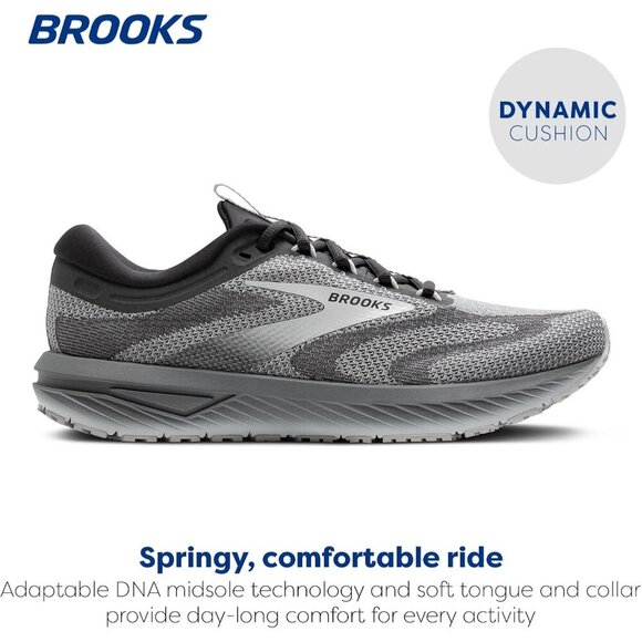 Brooks Men’s Revel 7 Neutral Running Lace Up Gray Shoes Comfortable Sneakers - Picture 2 of 6